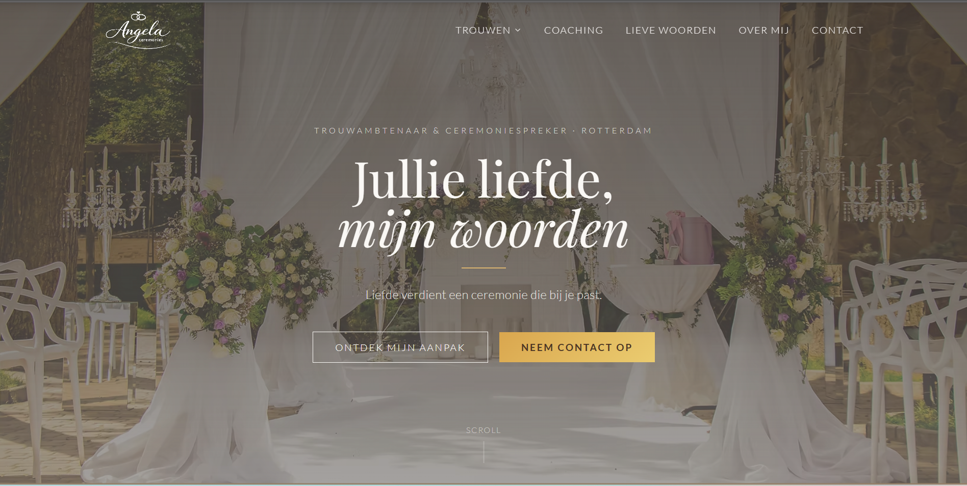 Website Angela Ceremonies - trouwambtenaar website ontwerp