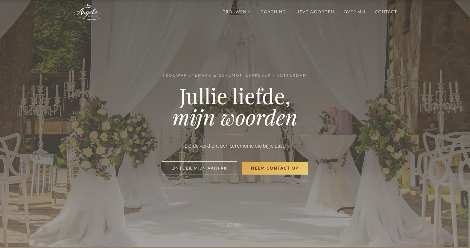 Angela Ceremonies, website door Haagse Brandmerk