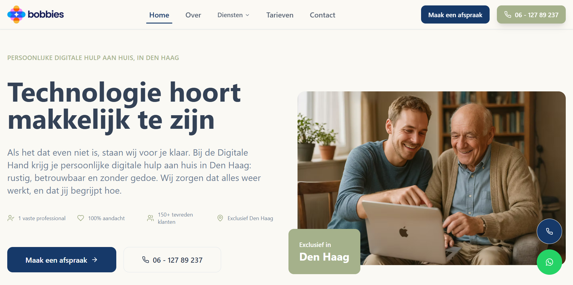 Website Digitale Hand - technische hulp aan huis Den Haag