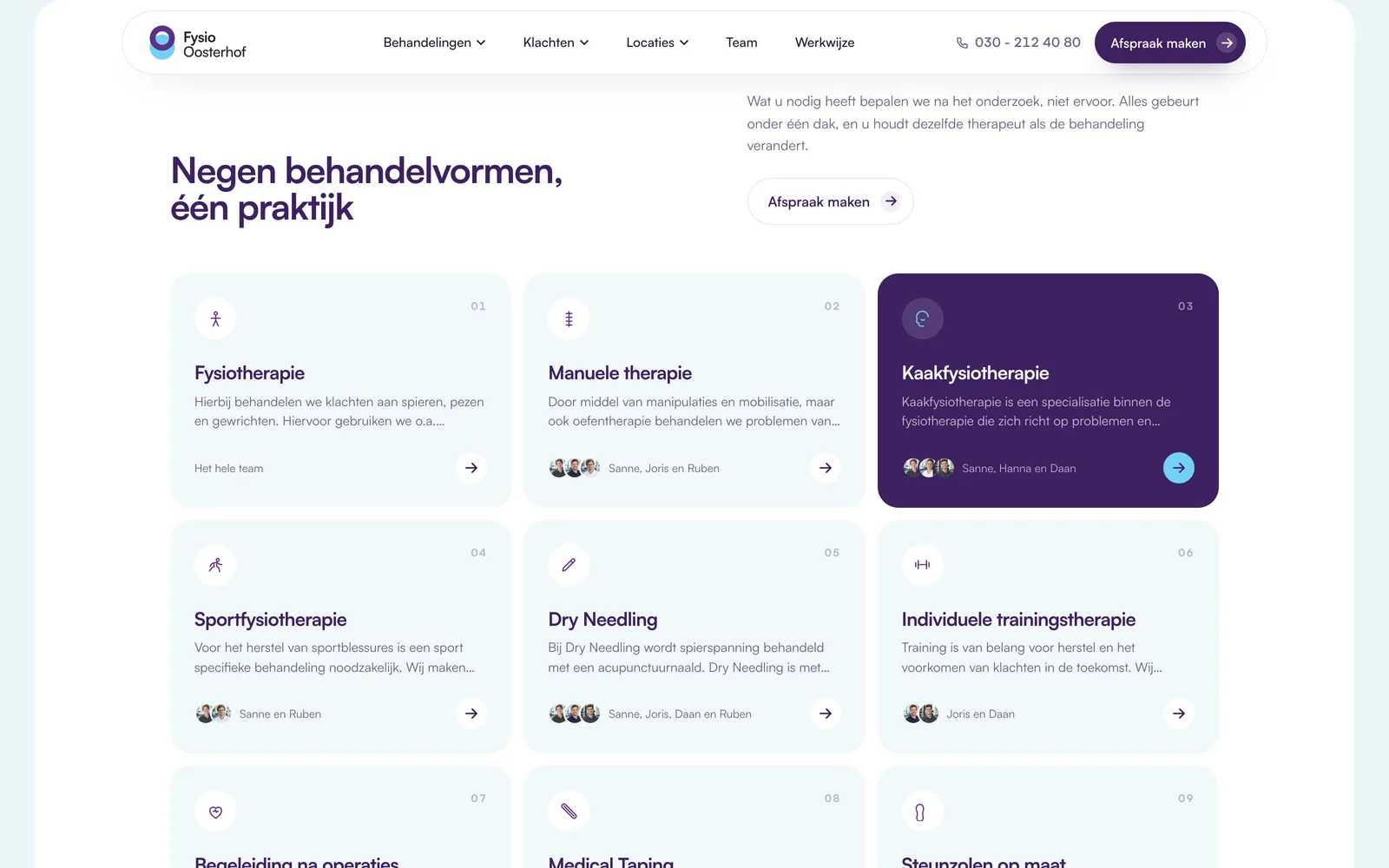 Negen behandelvormen, met kaakfysiotherapie als anker