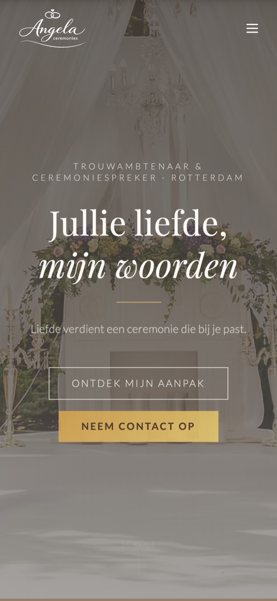 Angela Ceremonies: mobiele weergave