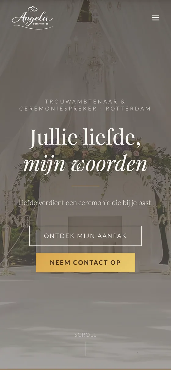 Angela Ceremonies: mobiele weergave