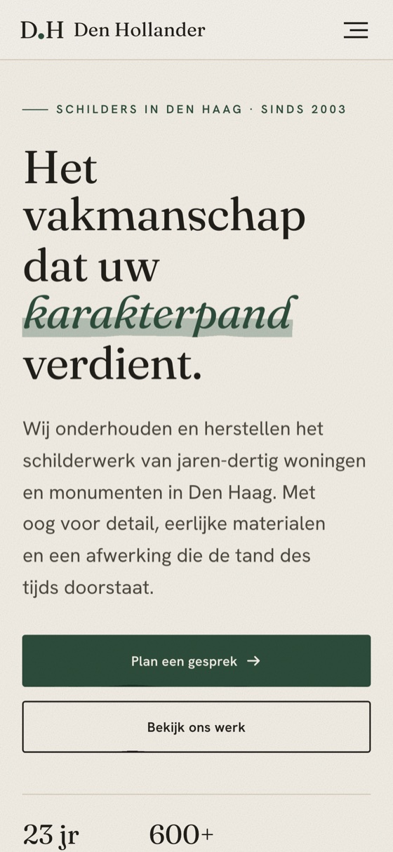 Den Hollander Schilderwerken: mobiele weergave