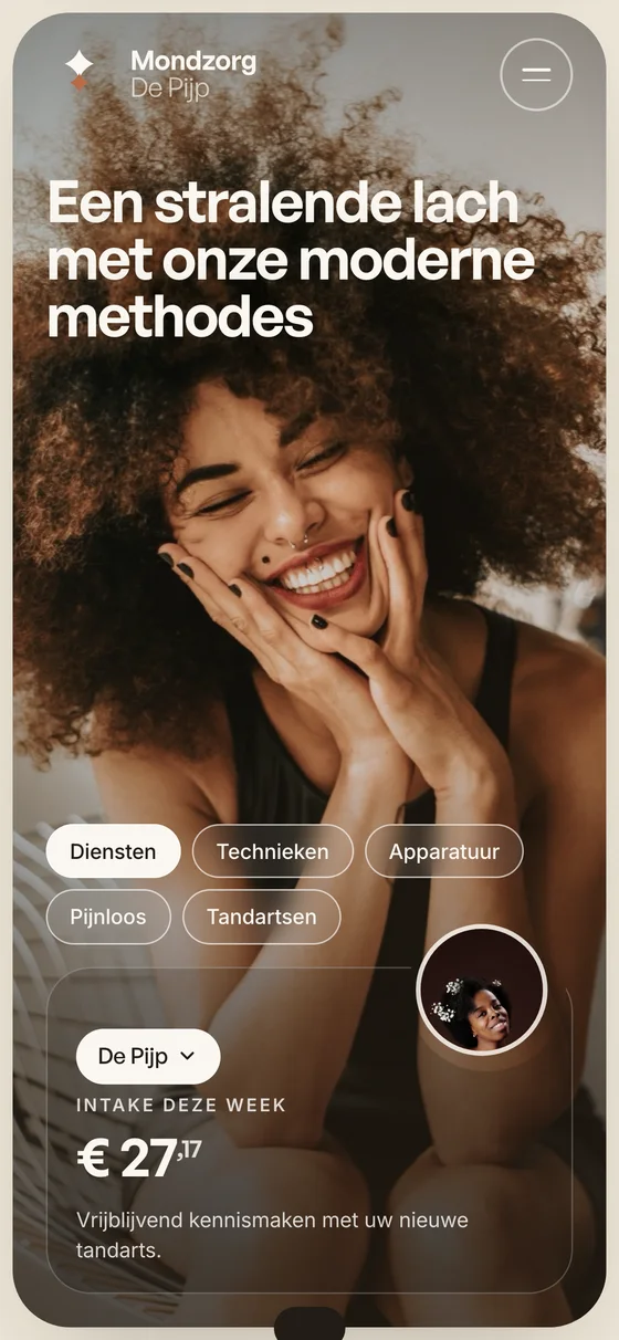 Mondzorg De Pijp: mobiele weergave