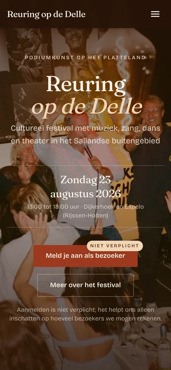 Reuring op de Delle: mobiele weergave