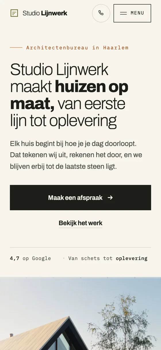 Studio Lijnwerk: mobiele weergave