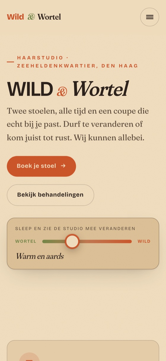 Wild & Wortel: mobiele weergave