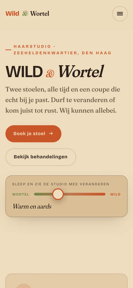Wild & Wortel: mobiele weergave