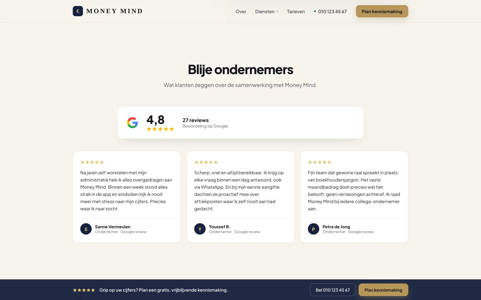 Blije ondernemers, 4,8 op Google