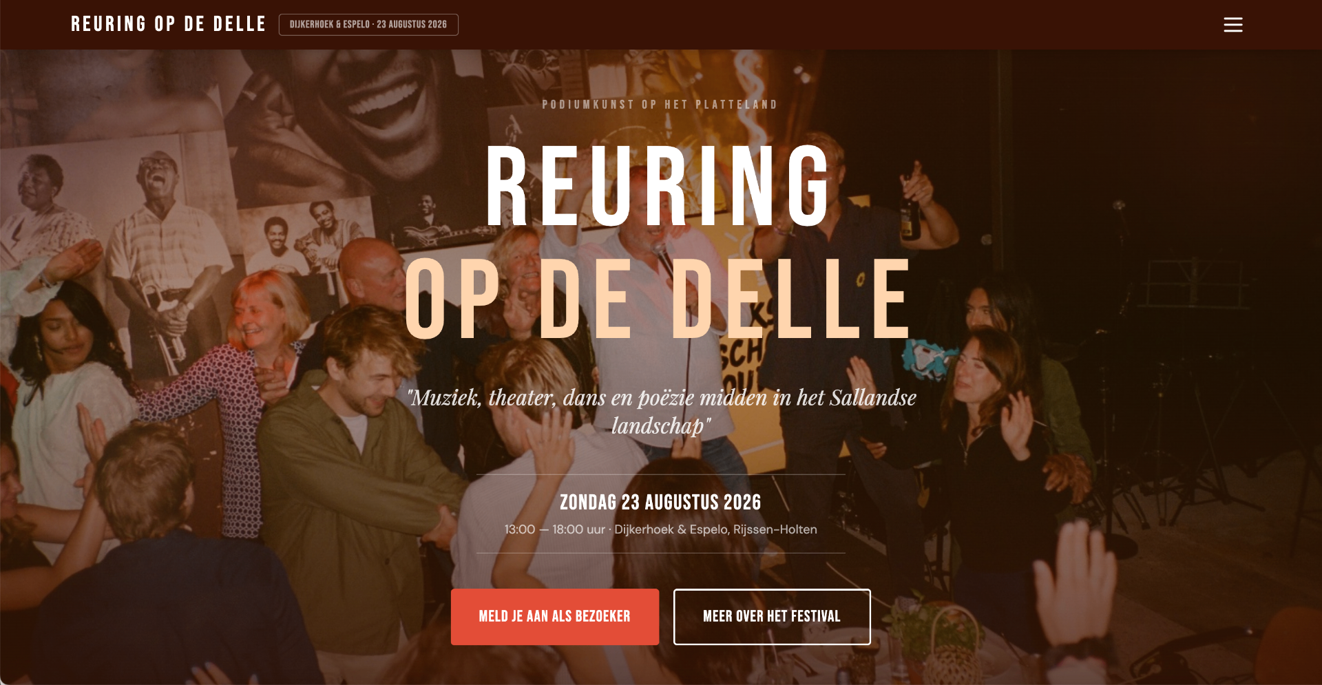 Website Reuring op de Delle - podiumkunstfestival Dijkerhoek & Espelo